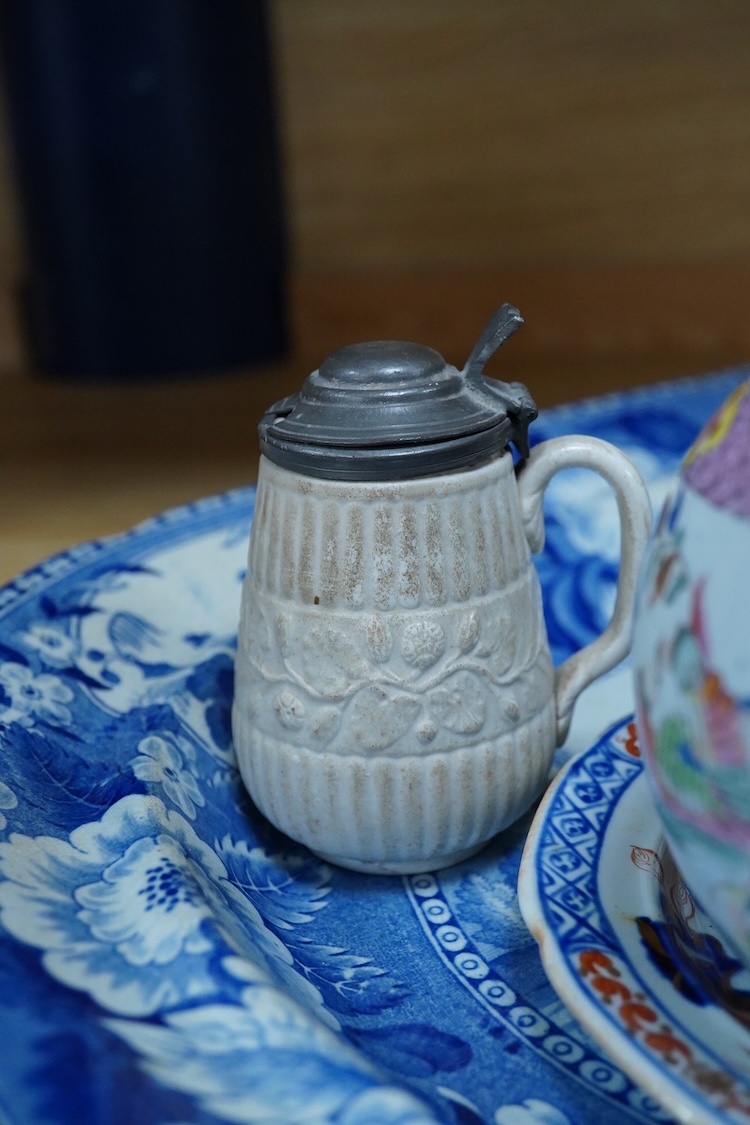 A group of 19th century British pottery to include ironstone and Spode, largest 47cm wide
